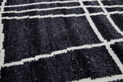 Modern Moroccan Style Handmade Custom Black Wool Rug