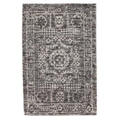 Alfombra moderna de lana gris hecha a mano a medida de estilo marroquí