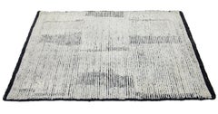 Modern Moroccan Style Handmade Custom Ivory/Black Wool Rug