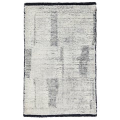 The Moderns Moroccan Style Tapis en laine ivoire/noir fait à la main sur mesure