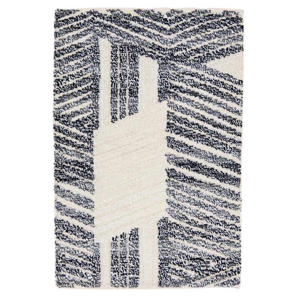 Modern Moroccan Style Handmade Ivory Custom Wool Rug For Sale at 1stDibs