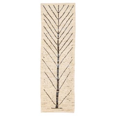 Modern Moroccan Style Handmade Designed Beige Boho Wool Runner