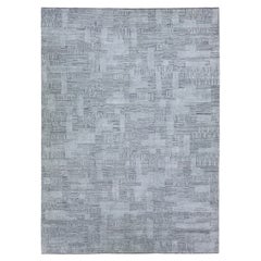 Modern Moroccan Style Handmade Geometric Abstract Gray Wool Rug