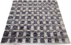 Modern Moroccan Style Handmade Geometric Blue Custom Wool Rug