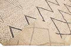 Moderner moderner handgefertigter Boho-Wollteppich im marokkanischen Stil mit geometrischem Muster in Beige und Grau