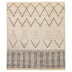 Modern Moroccan Style Handmade Geometric Pattern Beige And Gray Boho Wool Rug