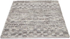 Modern Moroccan Style Handmade Gray Geometric Custom Wool Rug