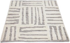 Modern Moroccan Style Handmade Ivory Abstract Custom Wool Rug