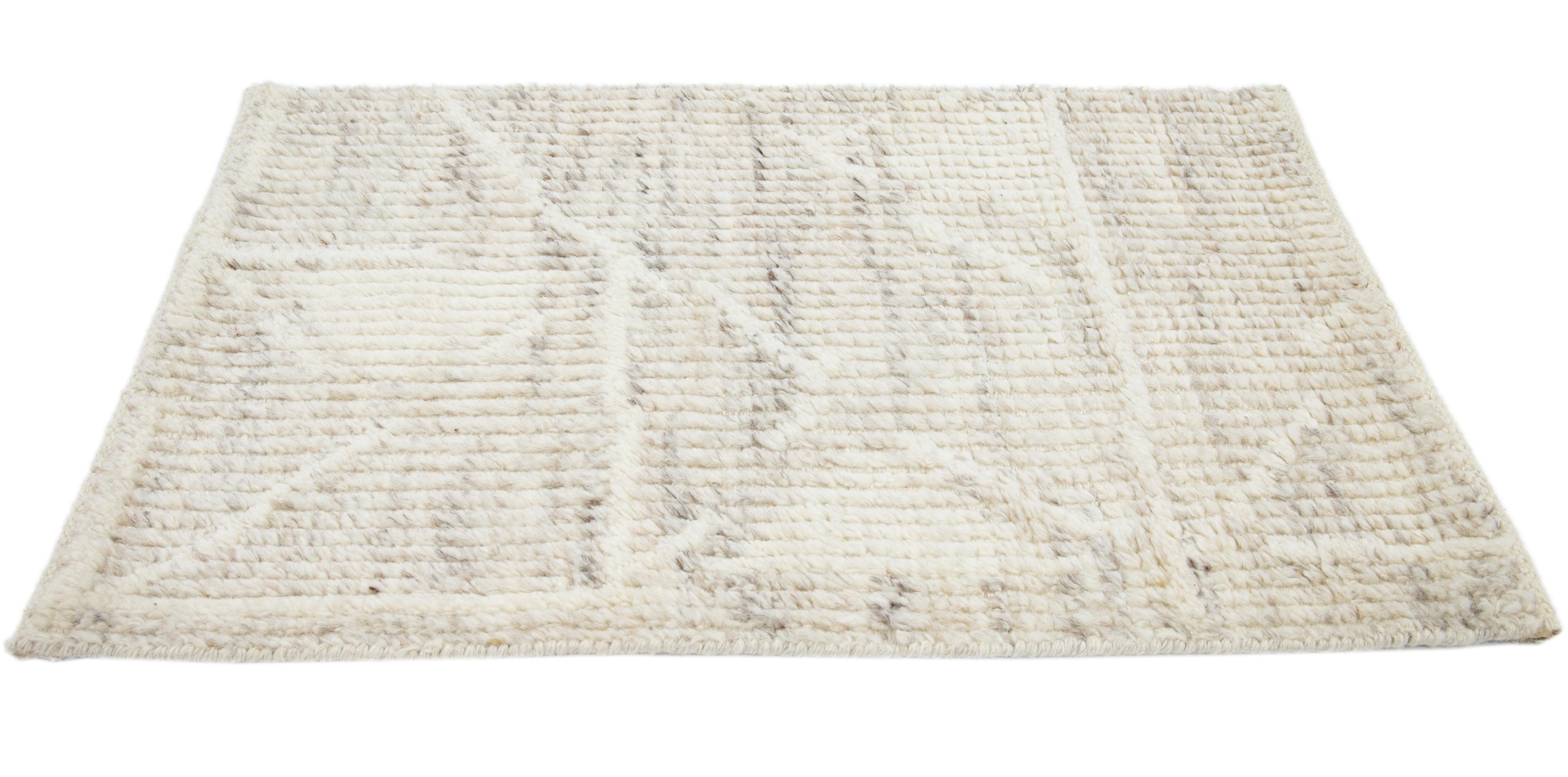 Apadana's Modern Moroccan style custom wool rug. Custom sizes and colors made-to-order. 

Material: Wool 
Techniques: Hand-Woven
Style: Moroccan 
Lead time: Approx. 15-16 wks available 
Colors: As shown, other custom colors are available.
