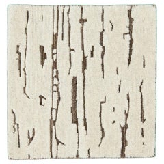 Modern Moroccan Style Handmade Ivory/Brown Custom Wool Rug