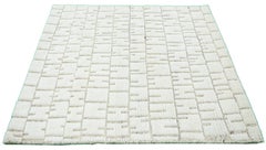 Modern Moroccan Style Handmade Ivory Custom Wool Rug