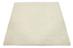 Modern Moroccan Style Handmade Ivory Custom Wool Rug