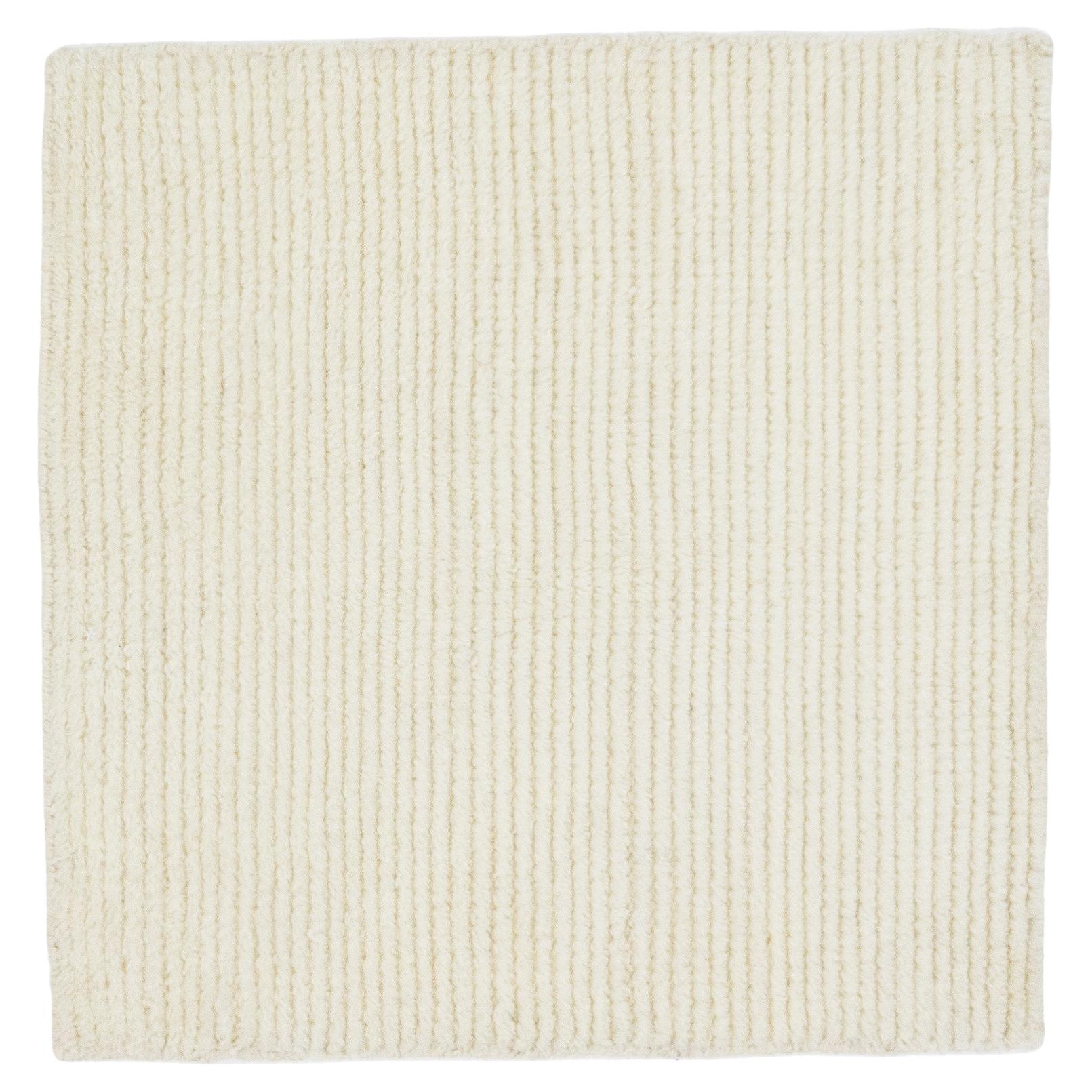 Modern Moroccan Style Handmade Ivory Custom Wool Rug