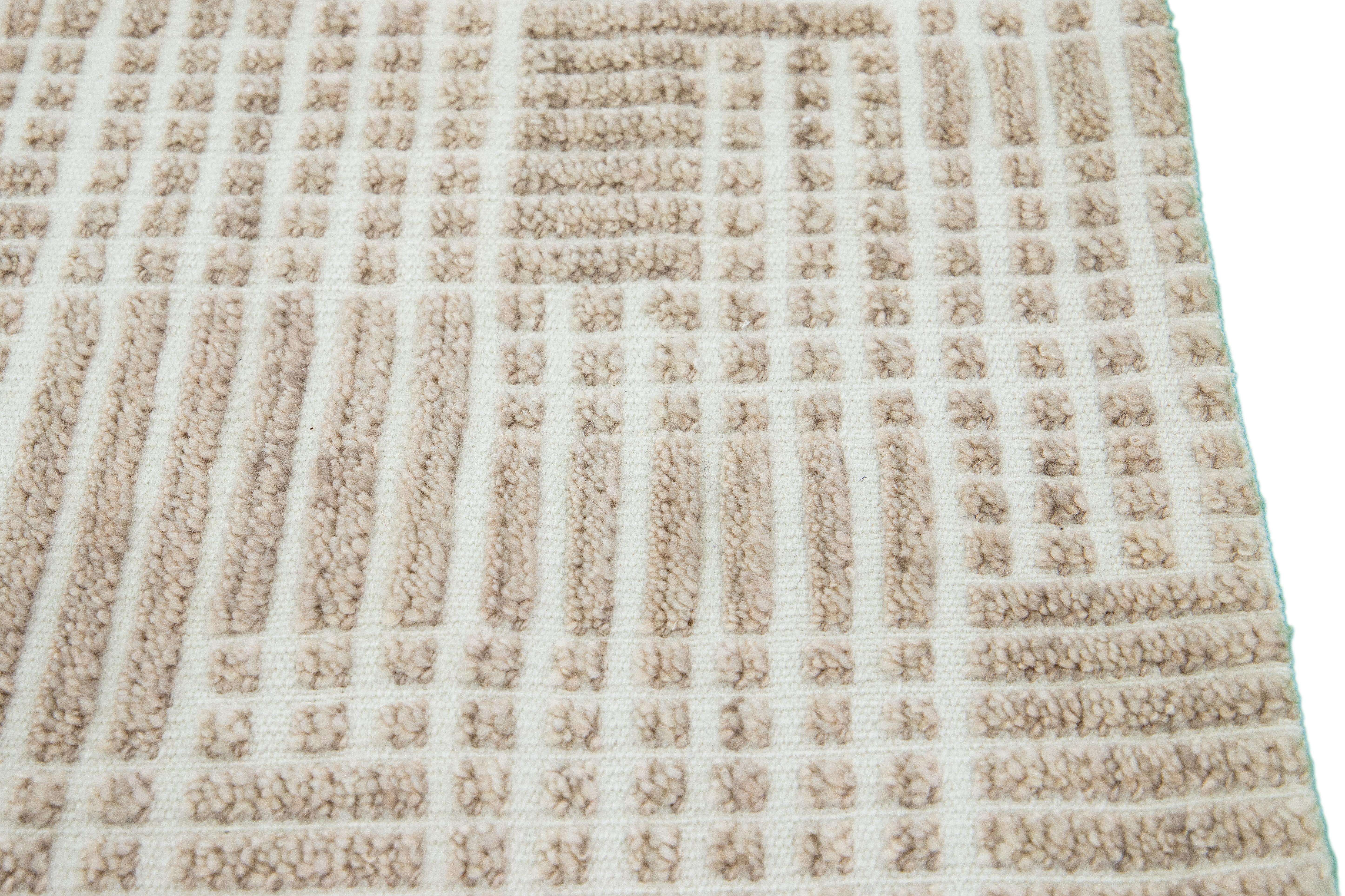 Indian Modern Moroccan Style Handmade Multicolor Custom Wool Rug For Sale