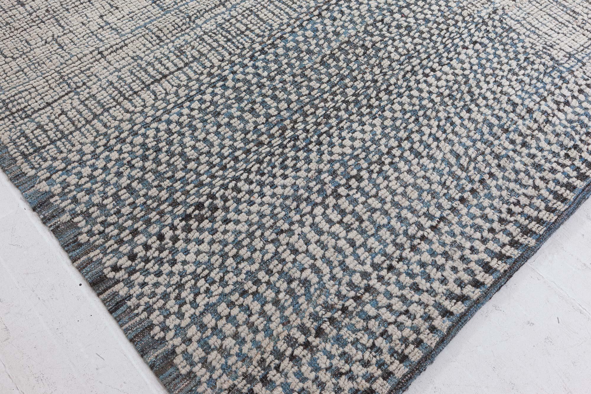 Contemporary Modern Moroccan High-Low Wool Rug with Abstract Grid Design by Doris Leslie Blau For Sale