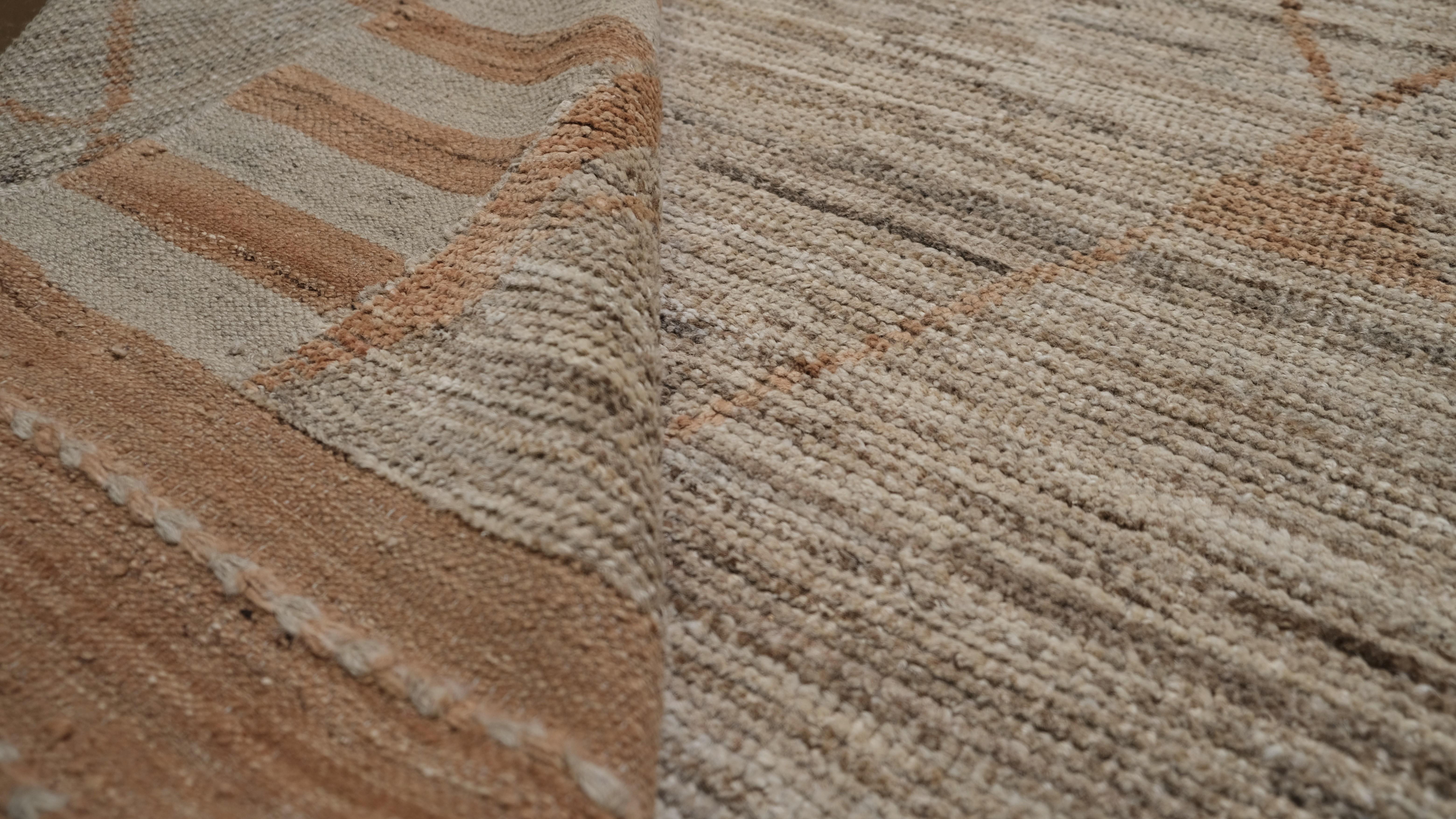 Afghan Tapis de style marocain moderne en laine naturelle aux tons terreux 9'6''x12'8'' en vente