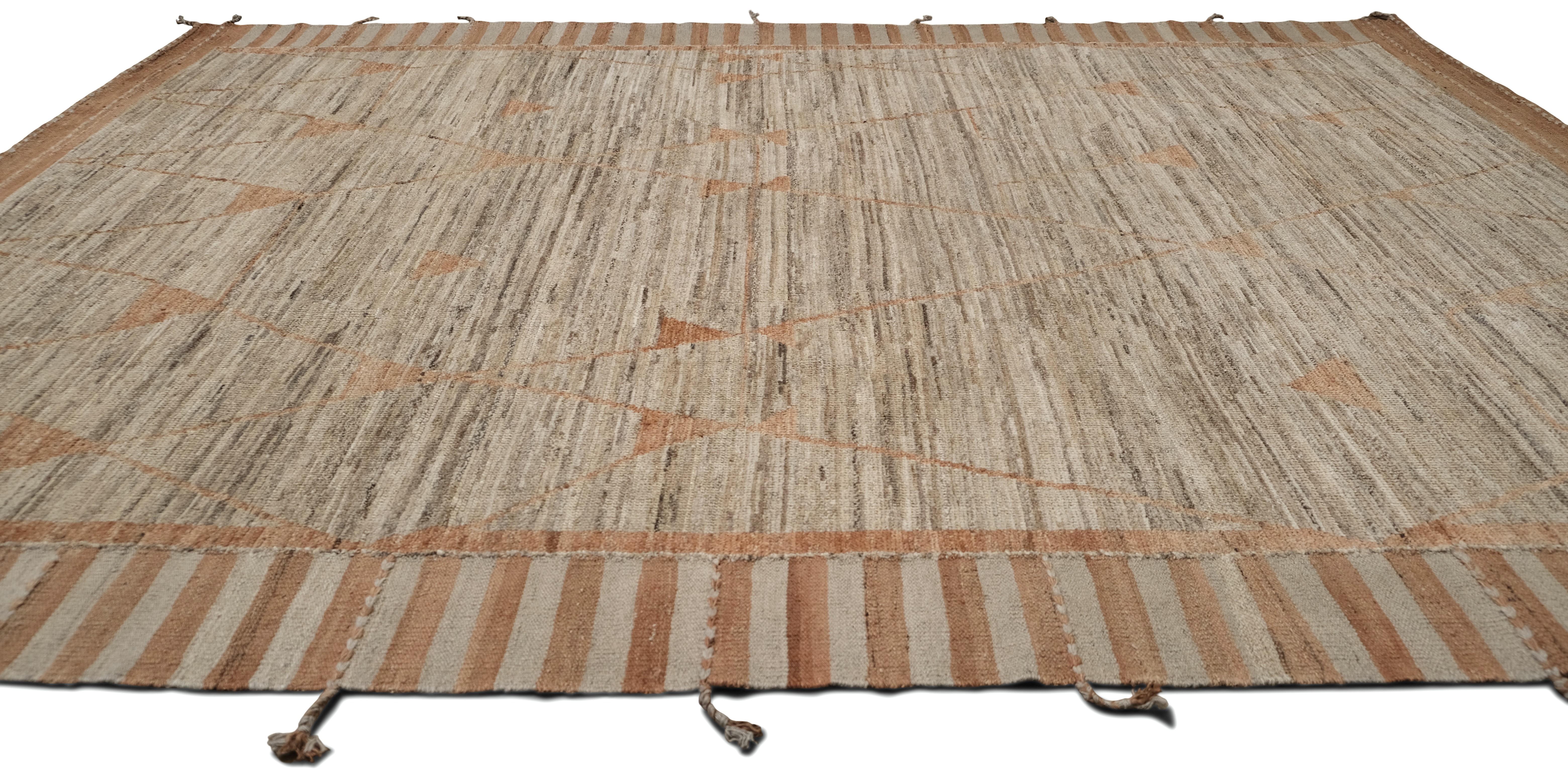 Tapis de style marocain moderne en laine naturelle aux tons terreux 9'6''x12'8'' Neuf - En vente à Torrance, CA