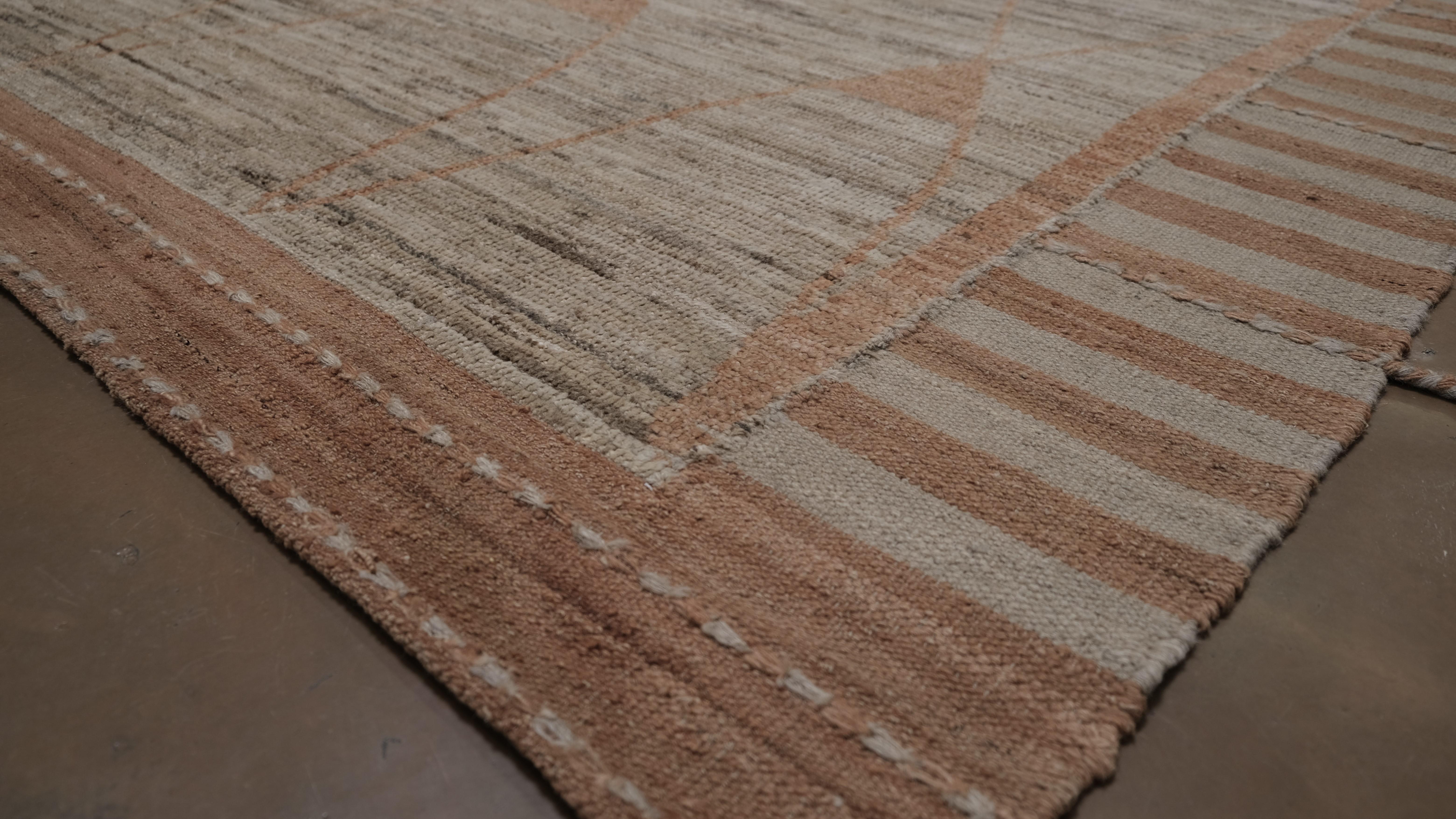 XXIe siècle et contemporain Tapis de style marocain moderne en laine naturelle aux tons terreux 9'6''x12'8'' en vente