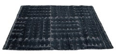 Modern Moroccan Style Navy Blue Handmade Custom Wool Rug