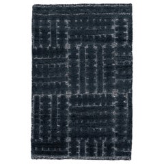 Tappeto di lana personalizzato moderno in stile marocchino blu navy fatto a mano