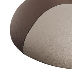 Modern Moroccan Style Retro Pouf Set Upholstered in Brown & Beige Leather