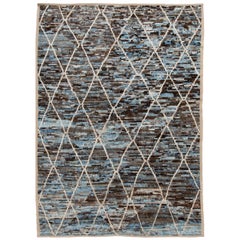 Modern Moroccan-Style Room Size Wool Rug