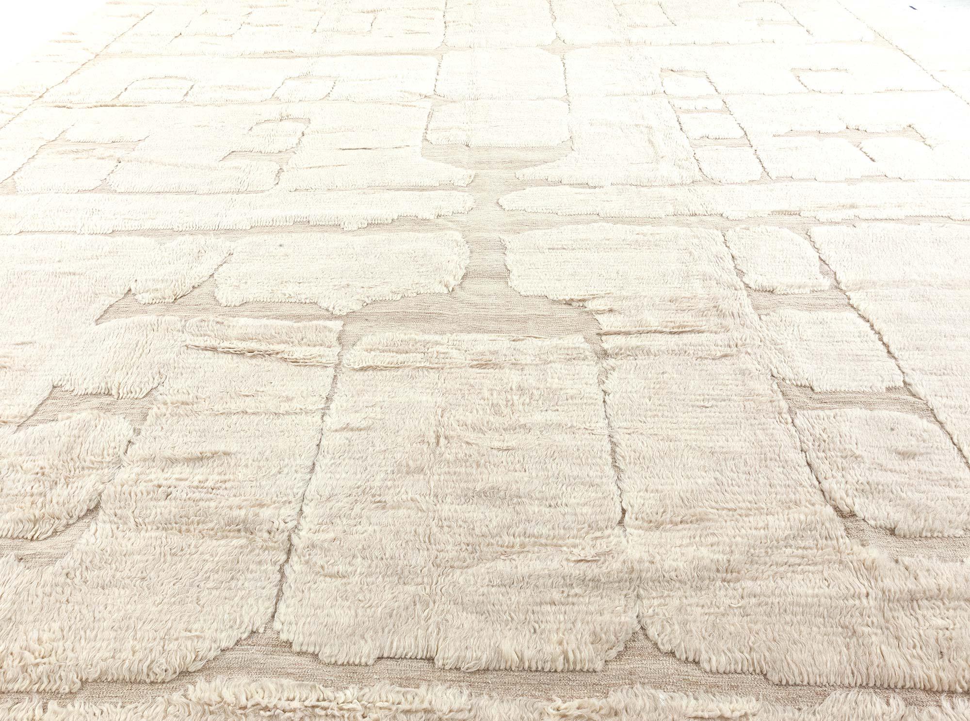Modern Moroccan High-Low Wool Rug with Geometric Design by Doris Leslie Blau
Size: 14'5
