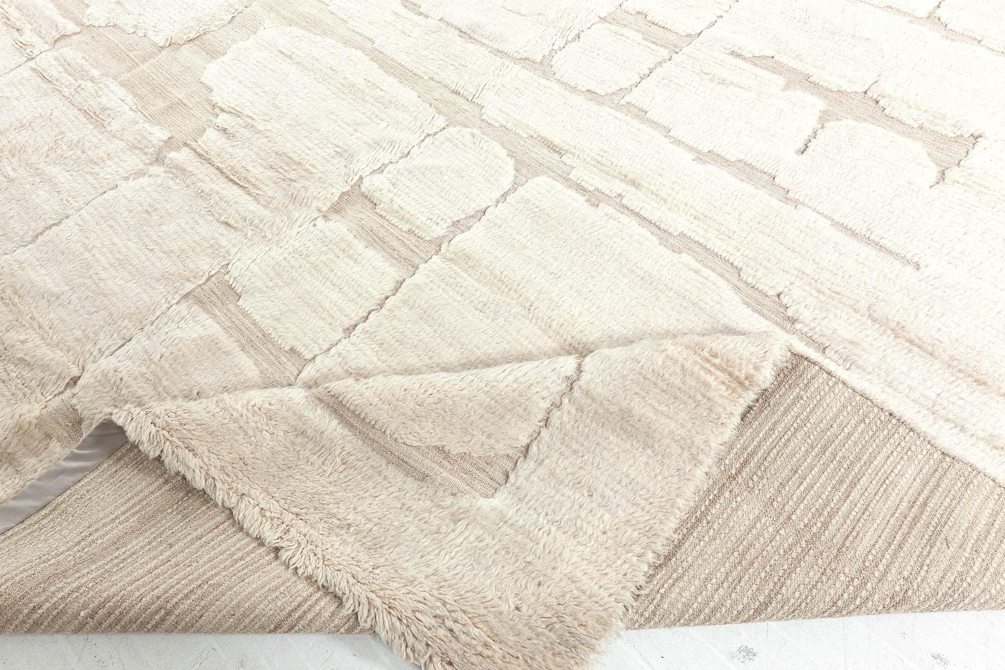 Modern Moroccan High-Low Wool Rug with Geometric Design by Doris Leslie Blau For Sale 1