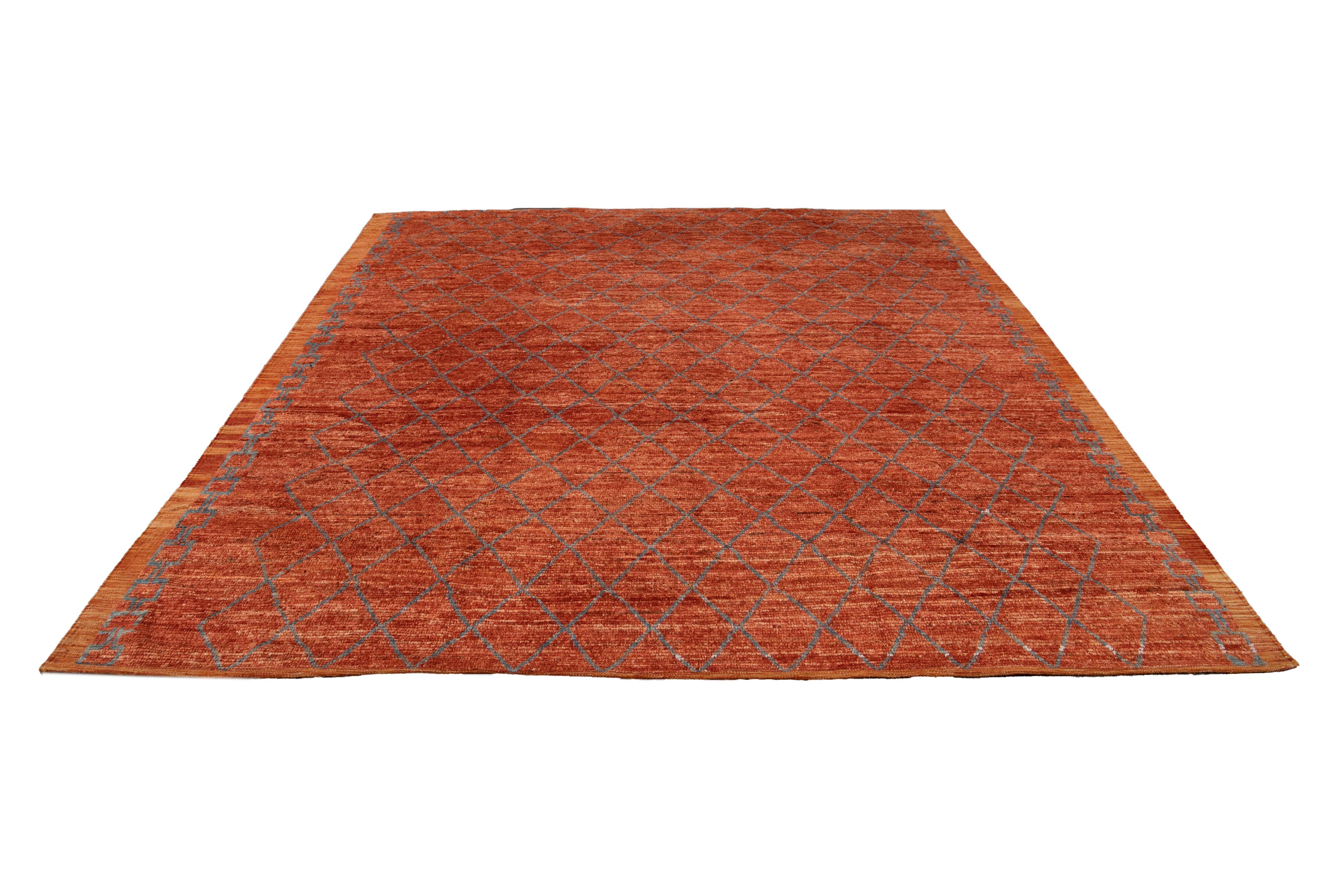 Hand-Knotted Modern Moroccan-Style Tribal Room Size Wool Rug For Sale
