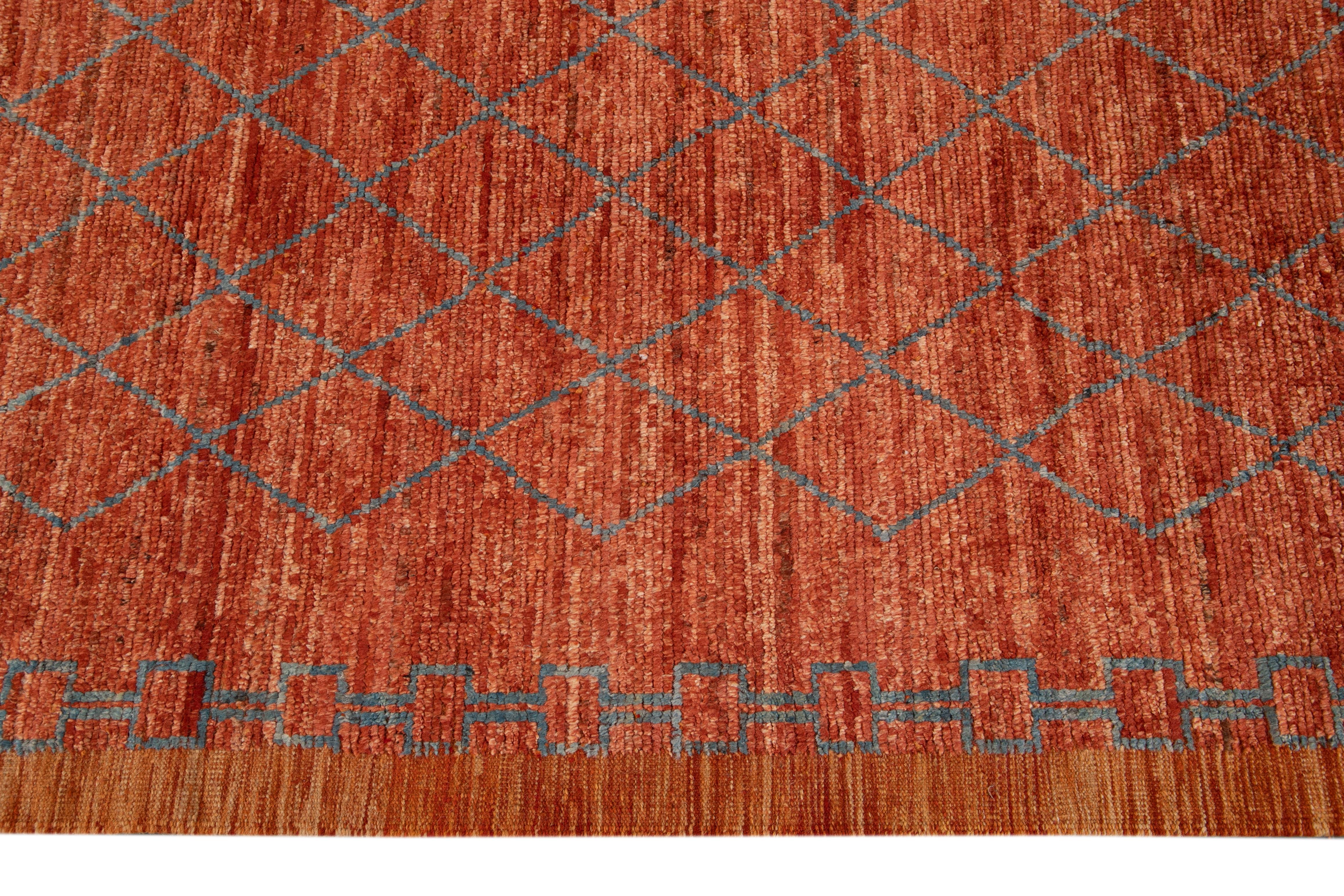 Modern Moroccan-Style Tribal Room Size Wool Rug For Sale 2
