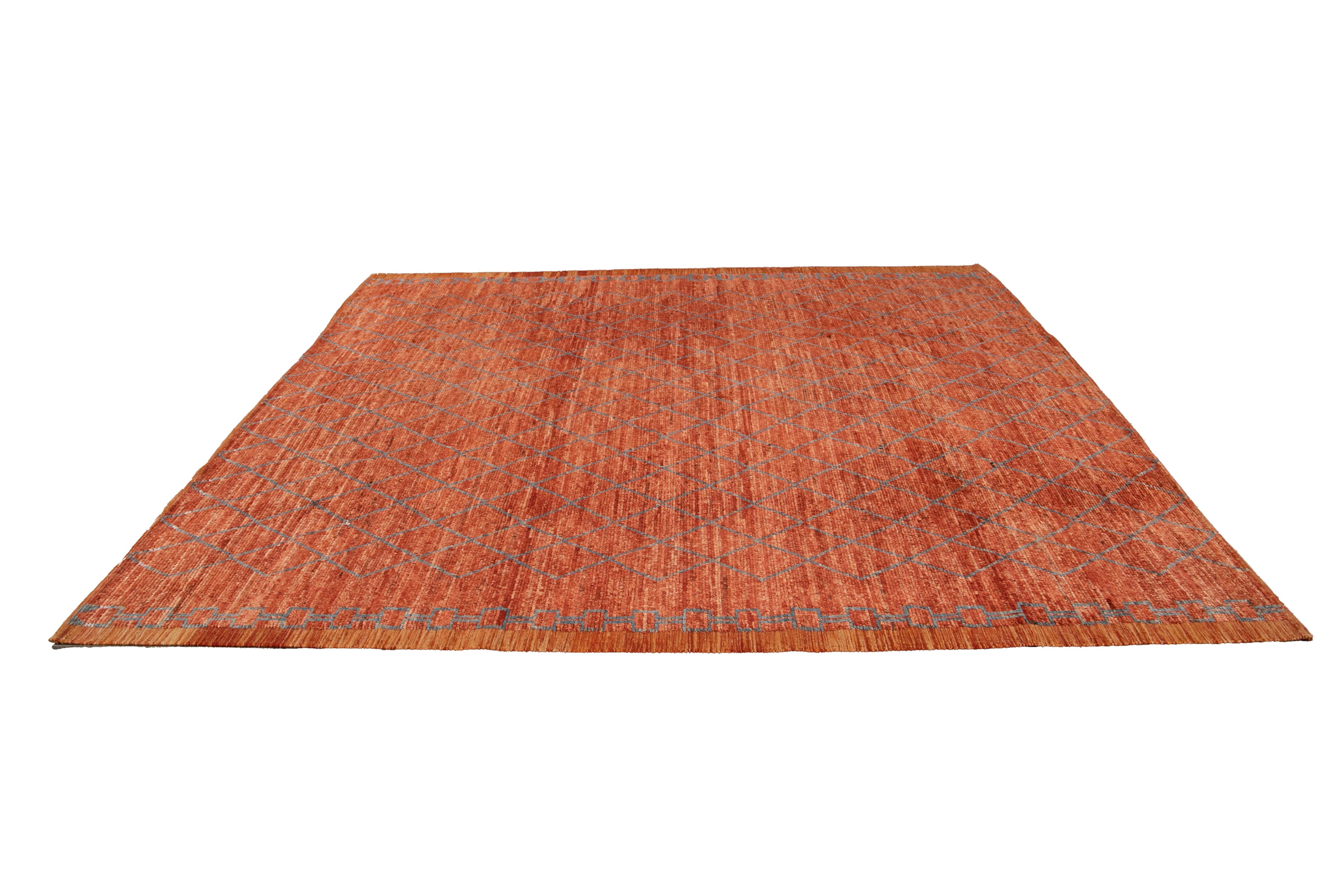 Modern Moroccan-Style Tribal Room Size Wool Rug For Sale 3