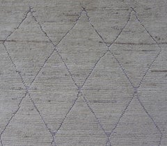 Camino de Mesa Tribal Estilo Marroquí Moderno en Marfil con Sutil Diseño de Diamantes
