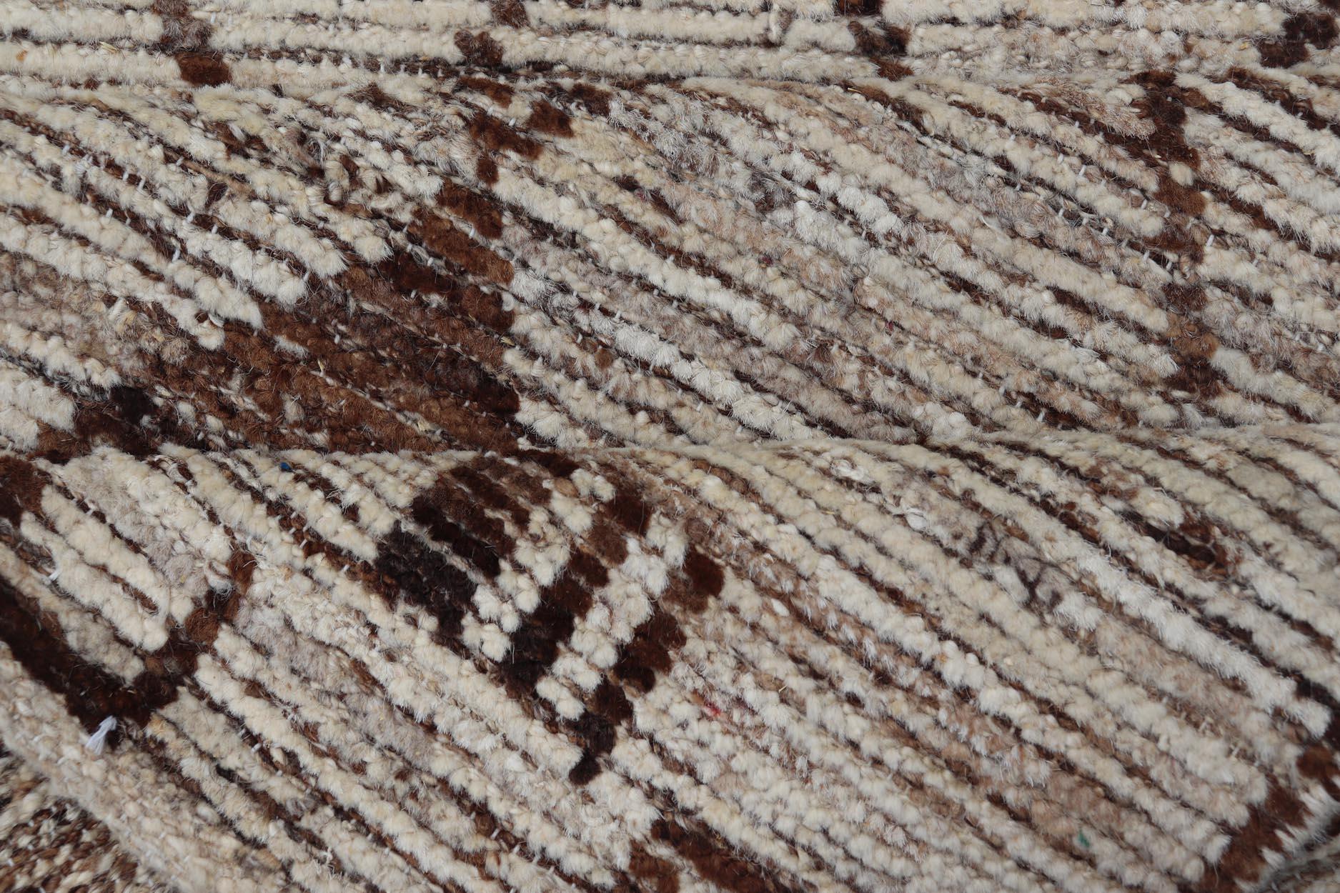 Modern Moroccan Style Tribal Runner with Geometric Patterns in Browns and Cream For Sale 5