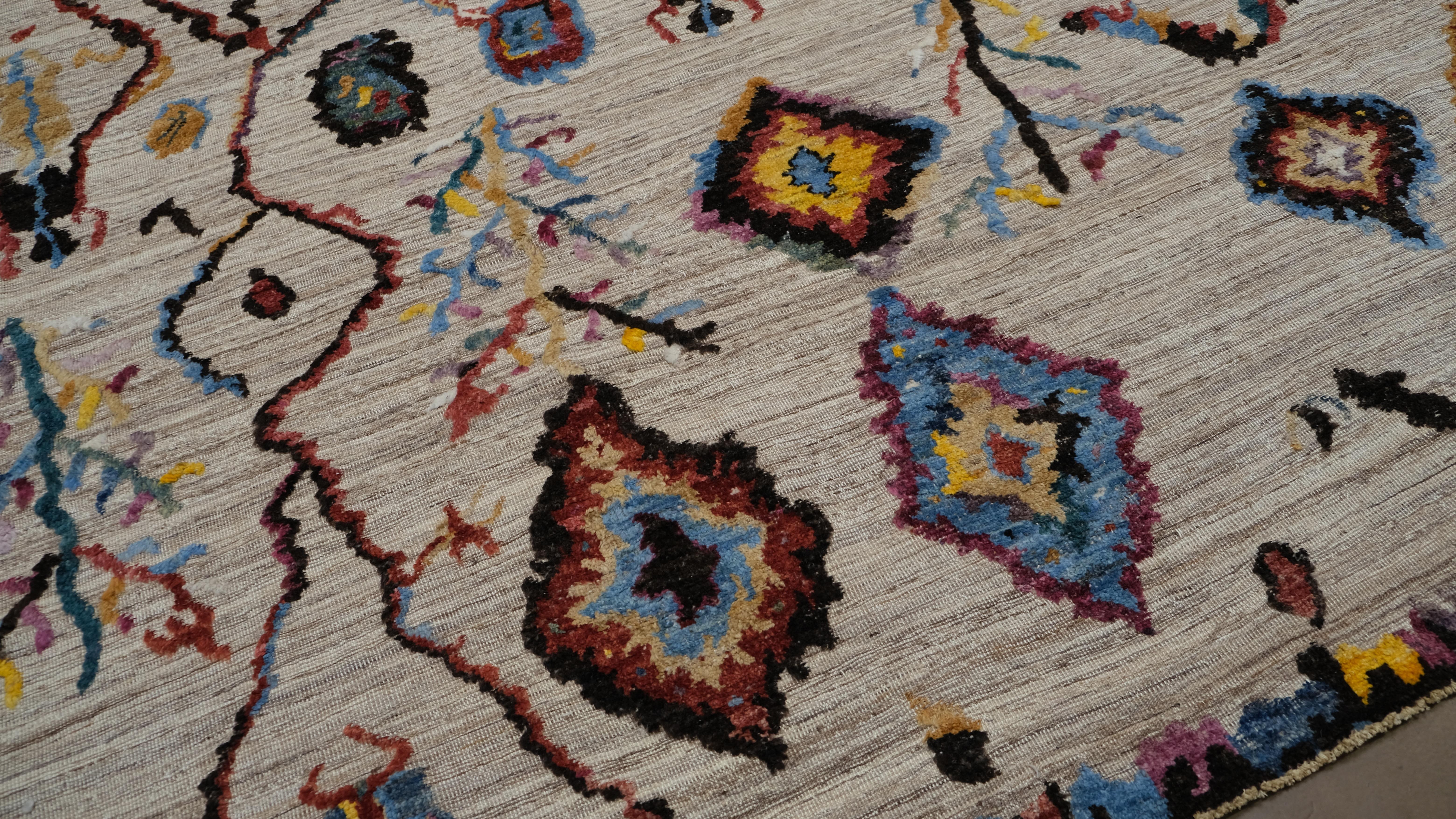 Alfombra moderna de lana de colores vibrantes estilo marroquí 12'2''x16'4'' Pakistaní en venta