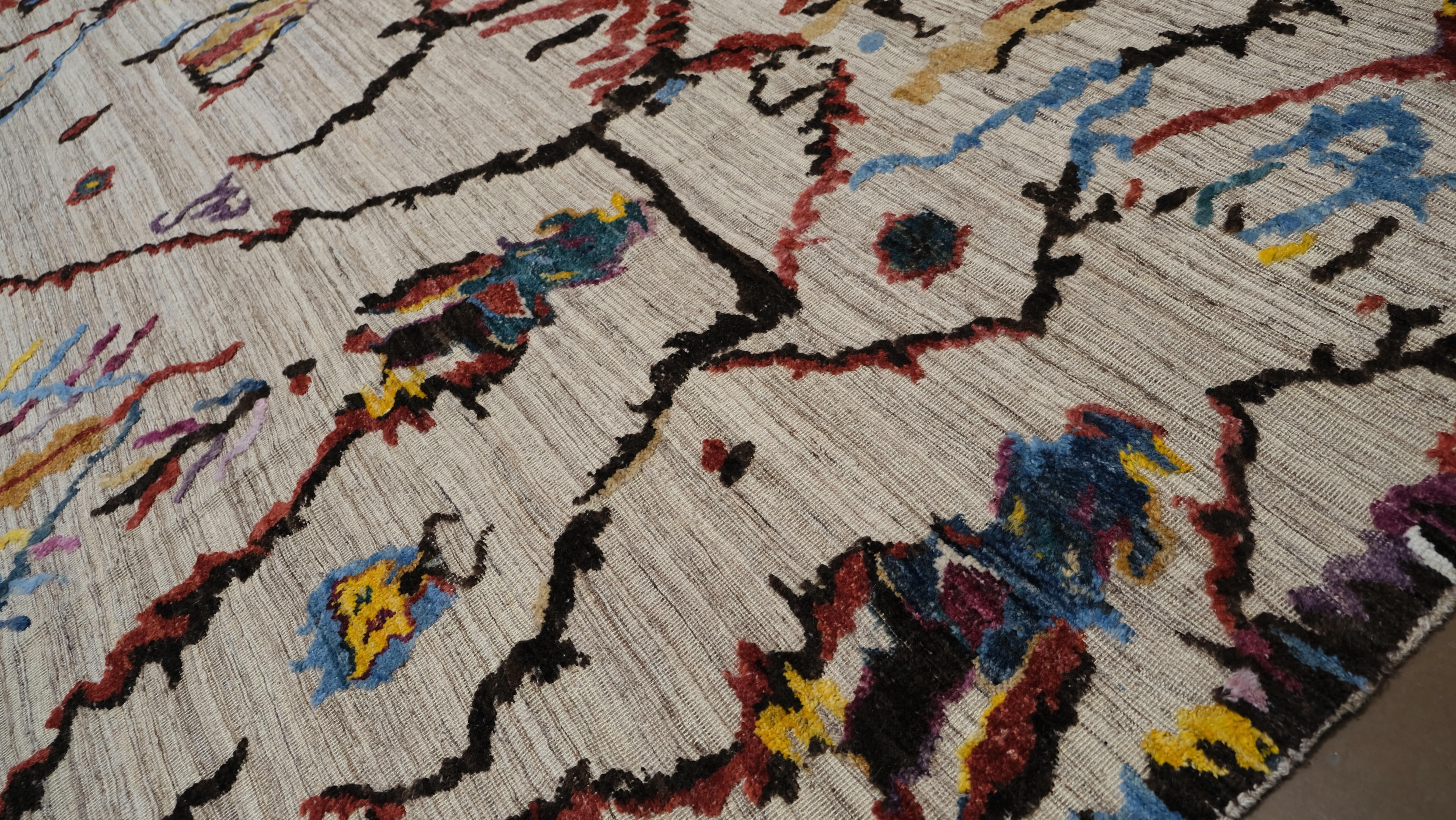 Alfombra moderna de lana de colores vibrantes estilo marroquí 12'2''x16'4'' en Nuevo estado para la venta en Torrance, CA