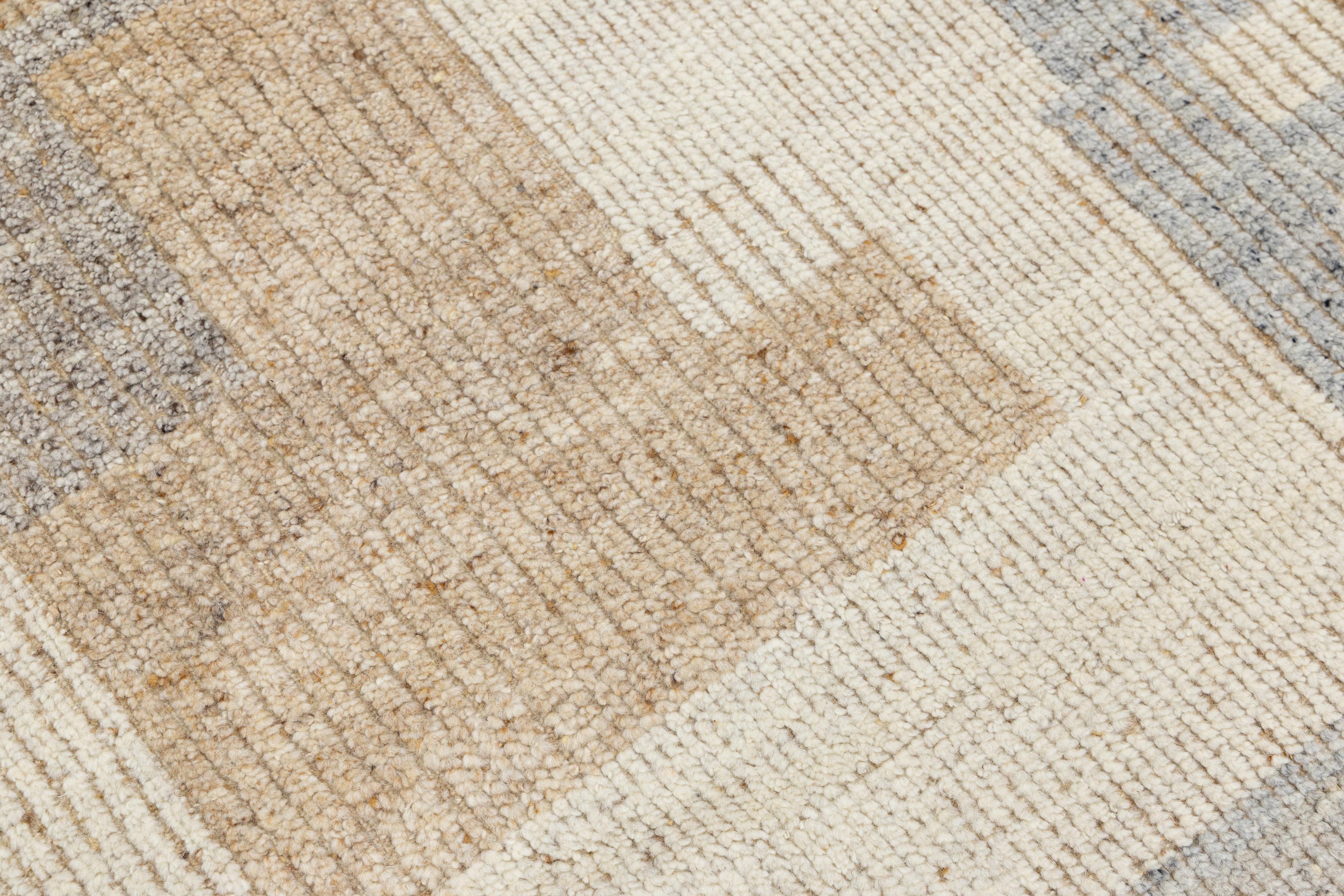 Noué à la main Modern Moroccan Style Wool Rug Handwoven Abstract in Neutral Earth Tones en vente