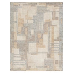 Modern Moroccan Style Wool Rug Handwoven Abstract in Neutral Earth Tones