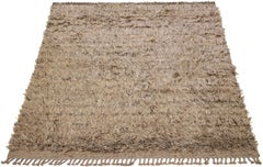 Modern Moroccan Style Wool Rug In Solid Brown