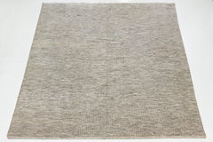 Modern Moroccan Style Wool Rug  Neutral Earth Tones & Minimalist Grid Pattern