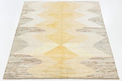 Tappeto in lana in stile marocchino moderno con motivi a diamante e a zigzag in tonalità neutre