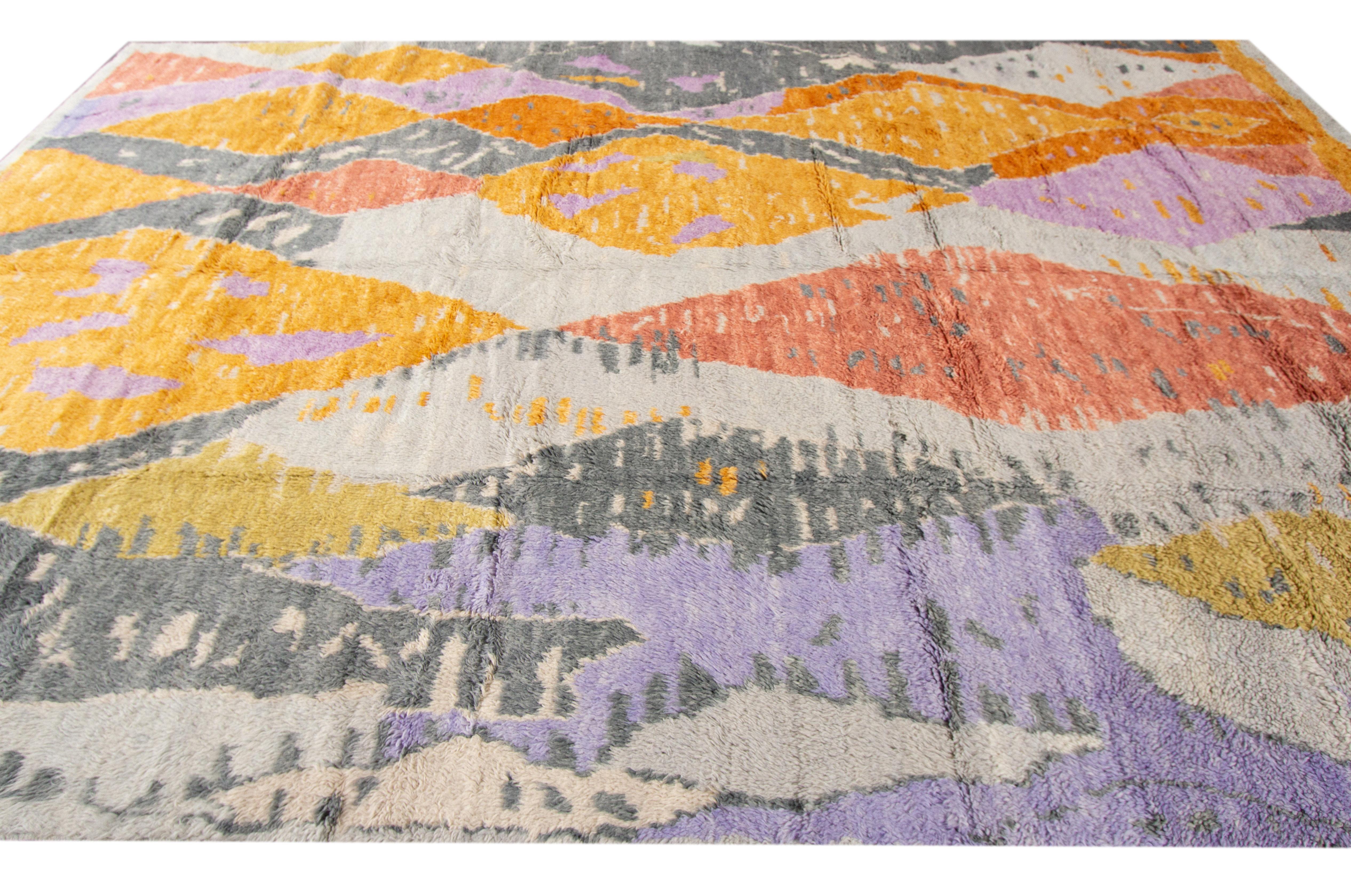 Alfombra Moderna De Lana Estilo Marroquí Con Diseño Geométrico Multicolor en venta 4