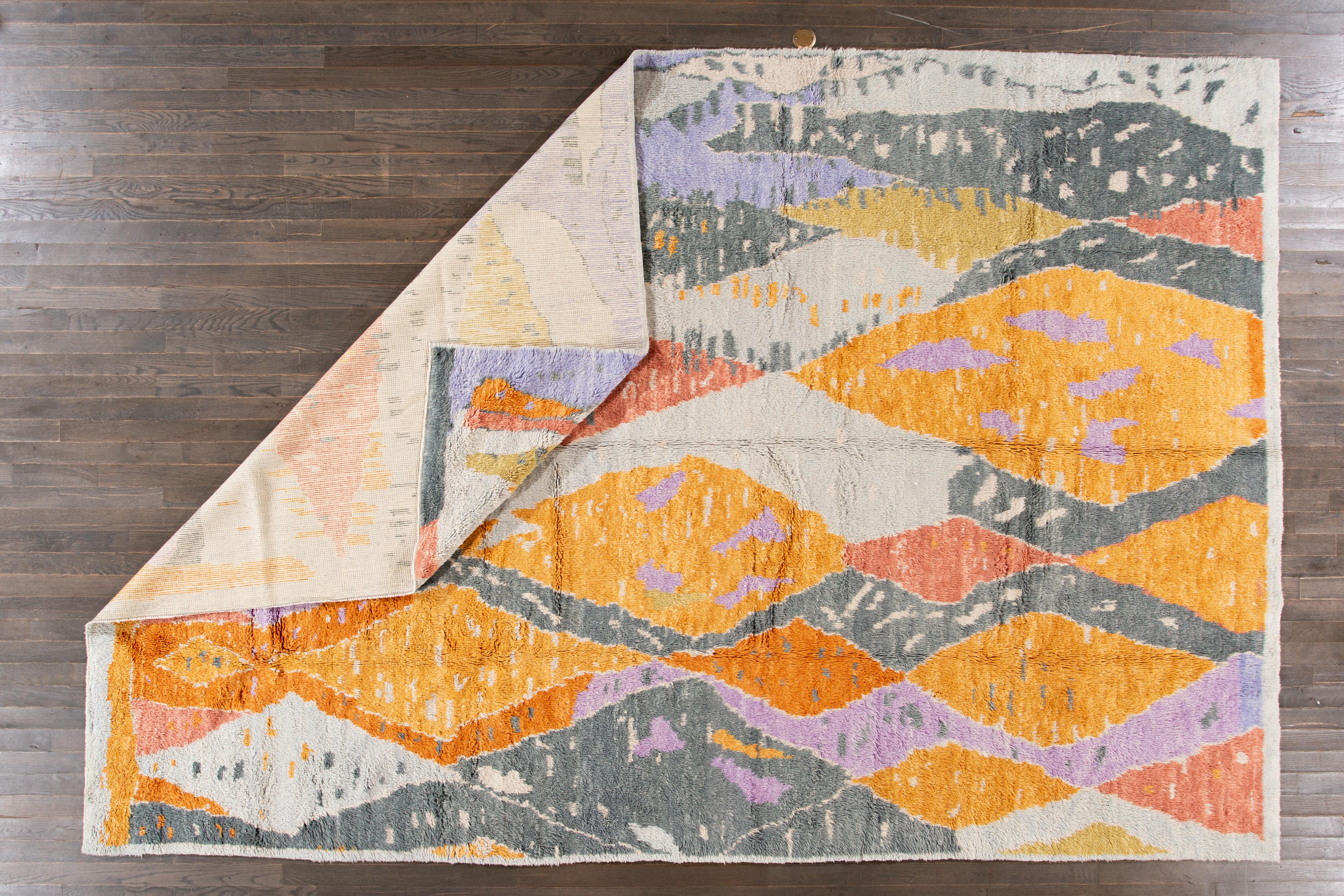 Alfombra Moderna De Lana Estilo Marroquí Con Diseño Geométrico Multicolor en venta 5