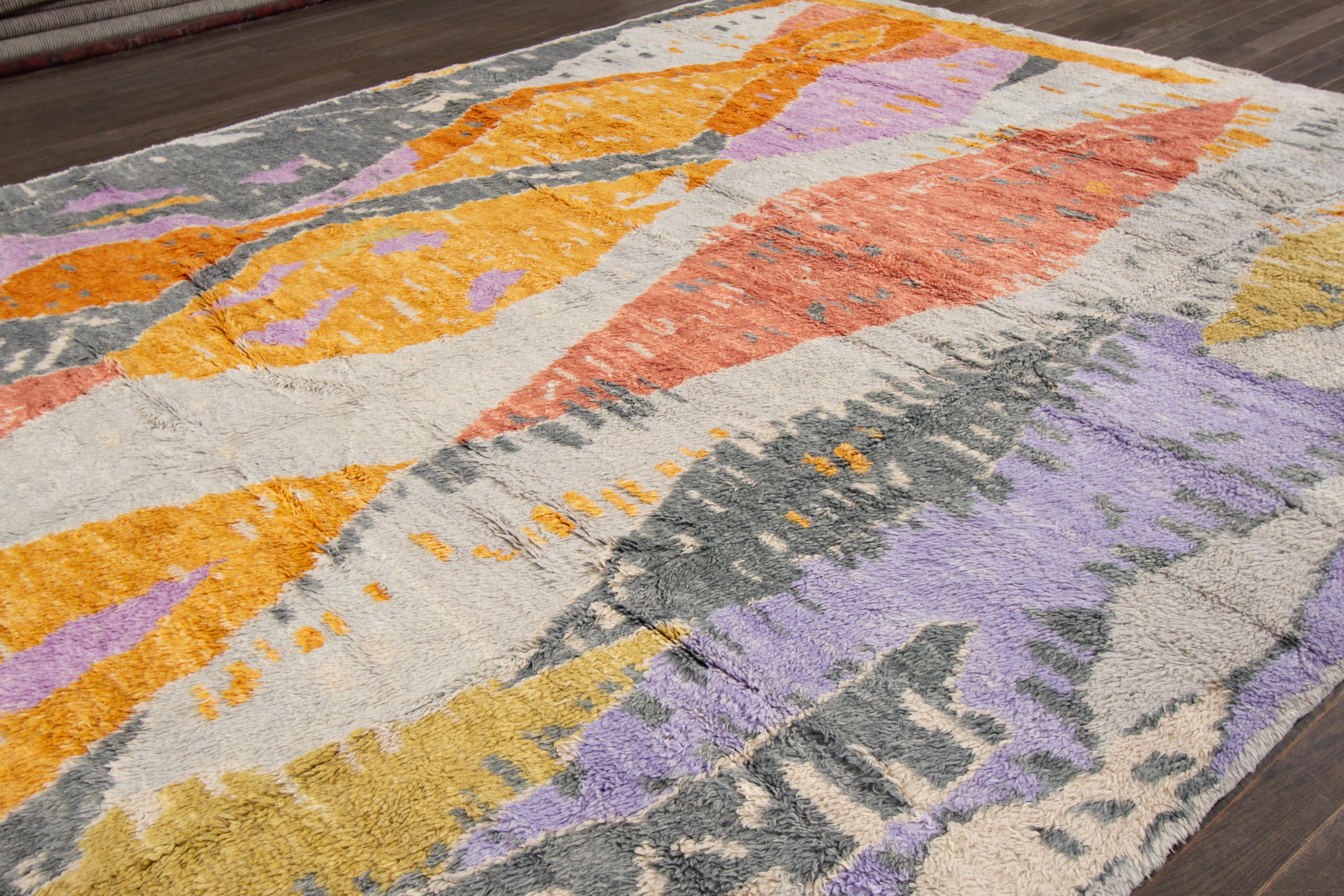 Alfombra Moderna De Lana Estilo Marroquí Con Diseño Geométrico Multicolor en venta 6