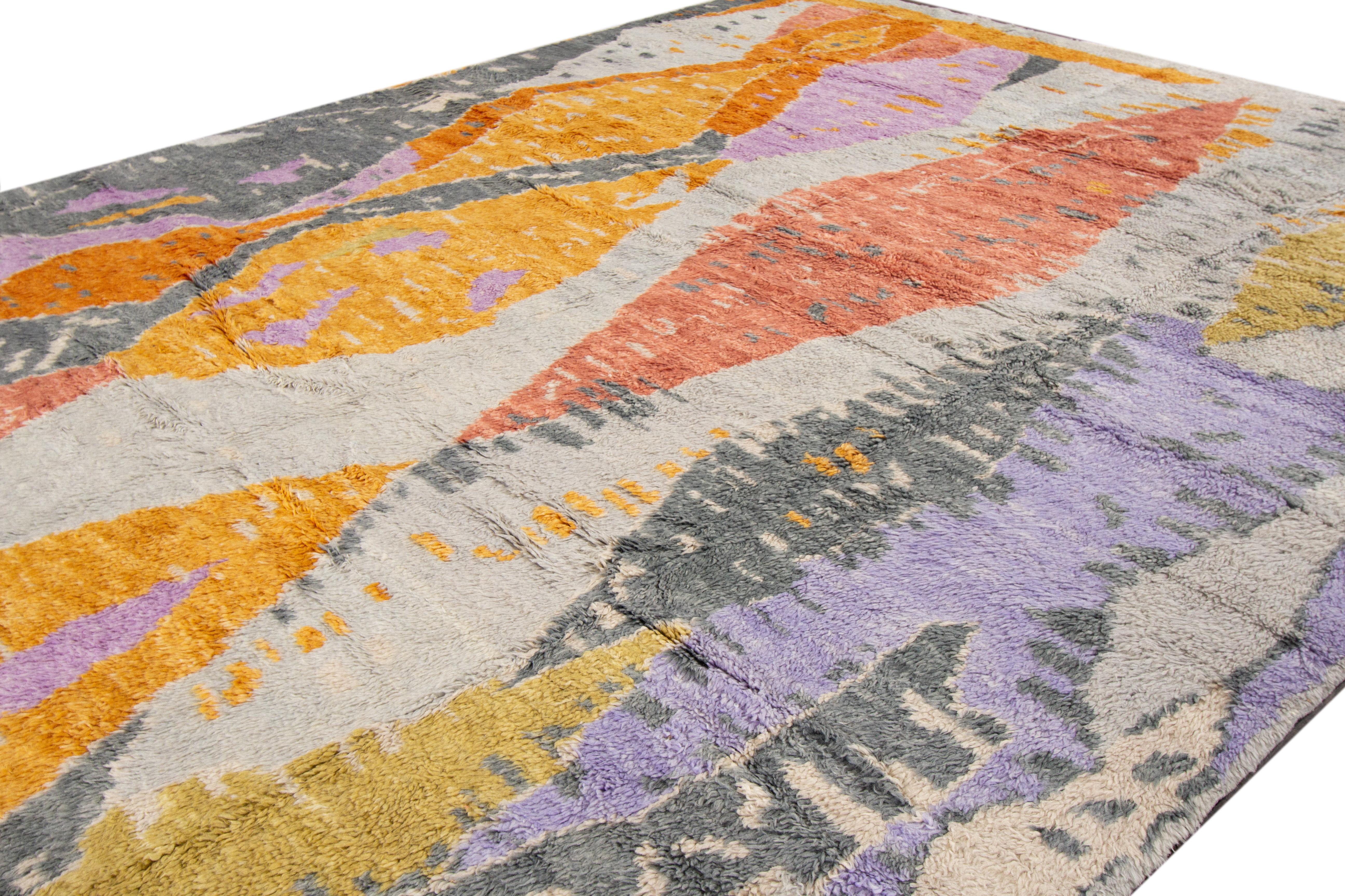 Alfombra Moderna De Lana Estilo Marroquí Con Diseño Geométrico Multicolor en venta 1