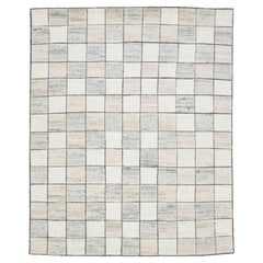 Tappeto moderno in lana in stile marocchino con design a scacchiera dai toni tenui