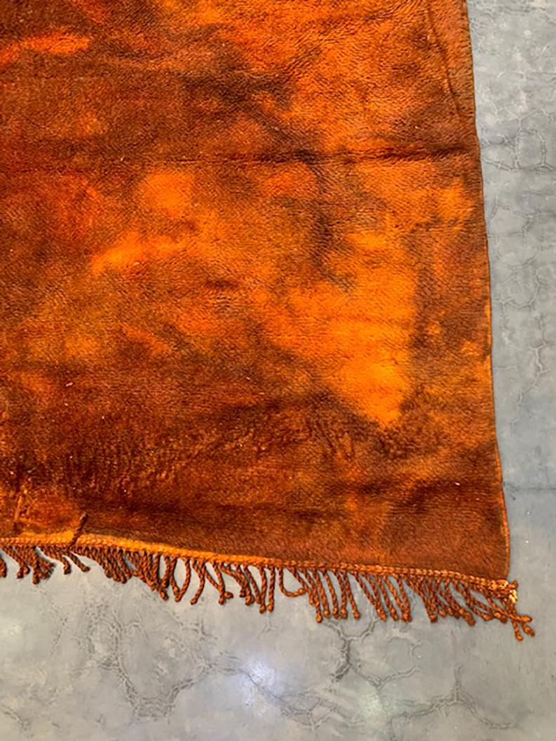 Contemporary Modern Moroccan Sunset Black Burnt Orange Area Rug by Silk Road Rug Inc. For Sale