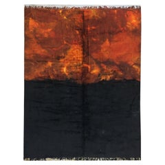 Modern Moroccan Sunset Black Burnt Orange Area Rug by Silk Road Rug Inc.