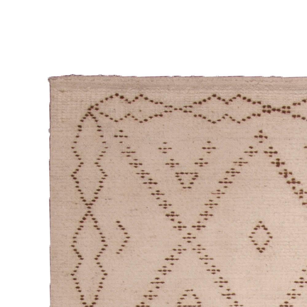 Contemporary Modern Moroccan Tazo Design Beige Handmade Wool Rug by Doris Leslie Blau For Sale