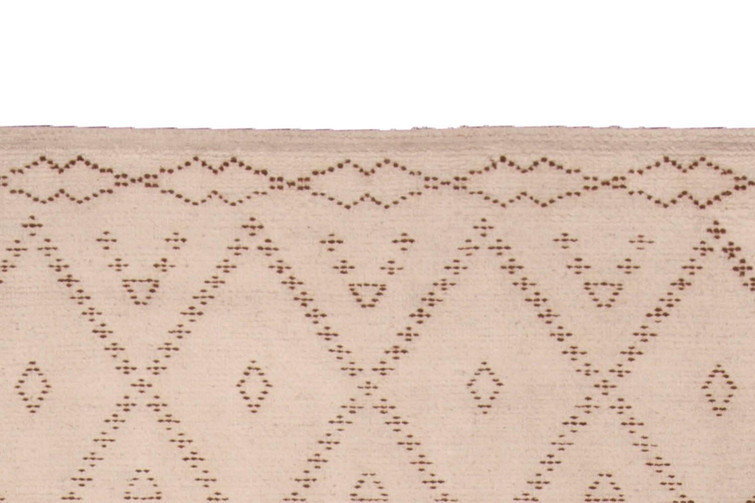 Contemporary Modern Moroccan Tazo Design Beige Handmade Wool Rug by Doris Leslie Blau For Sale