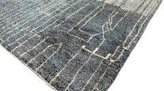 Modern Moroccan Teal Grey Wool Rug 9'10" x 13'